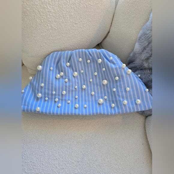 Anthropologie, Maeve,Oversized Frankie Clutch, Blue/White/Pearl - Picture 4 of 8